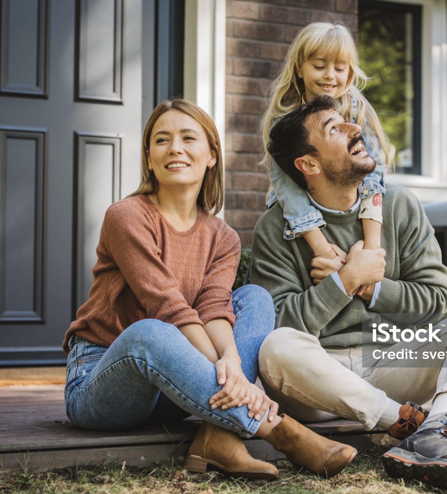 family on porch