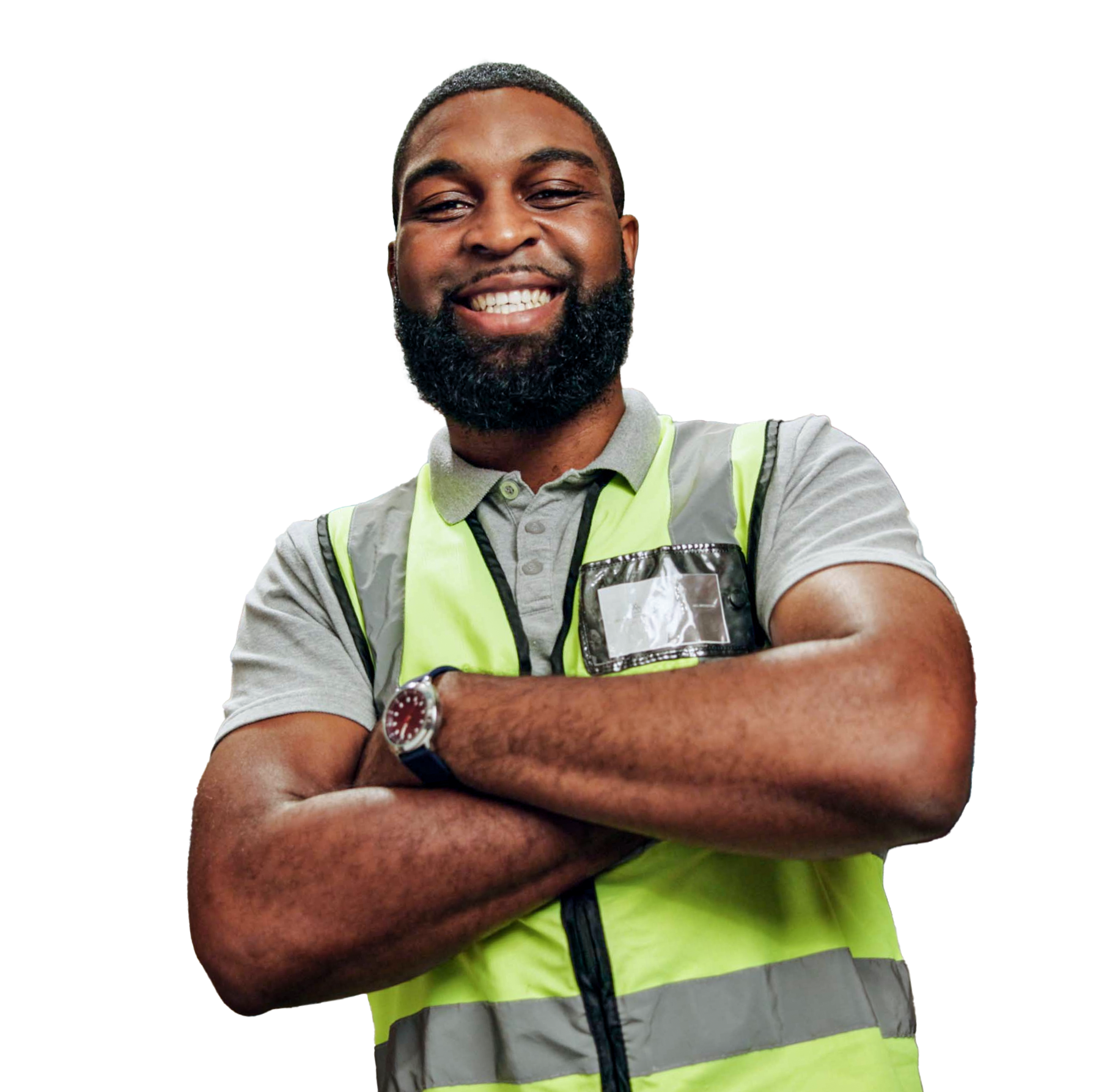 Male worker in reflective safety vest