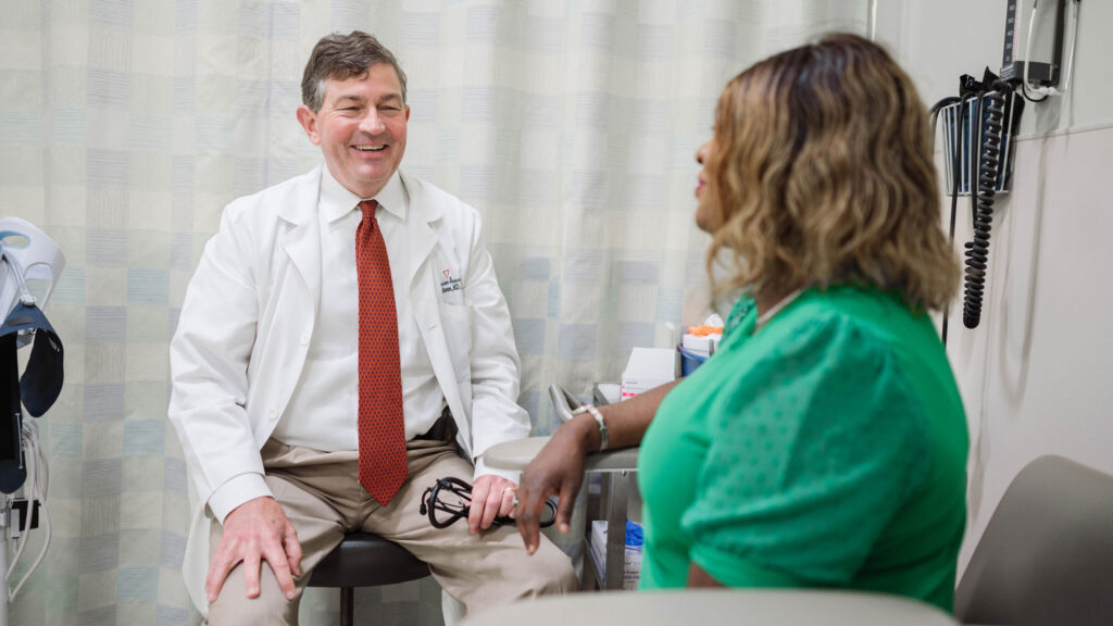 Doctor at North Mississippi Medical Center talking to a patient.