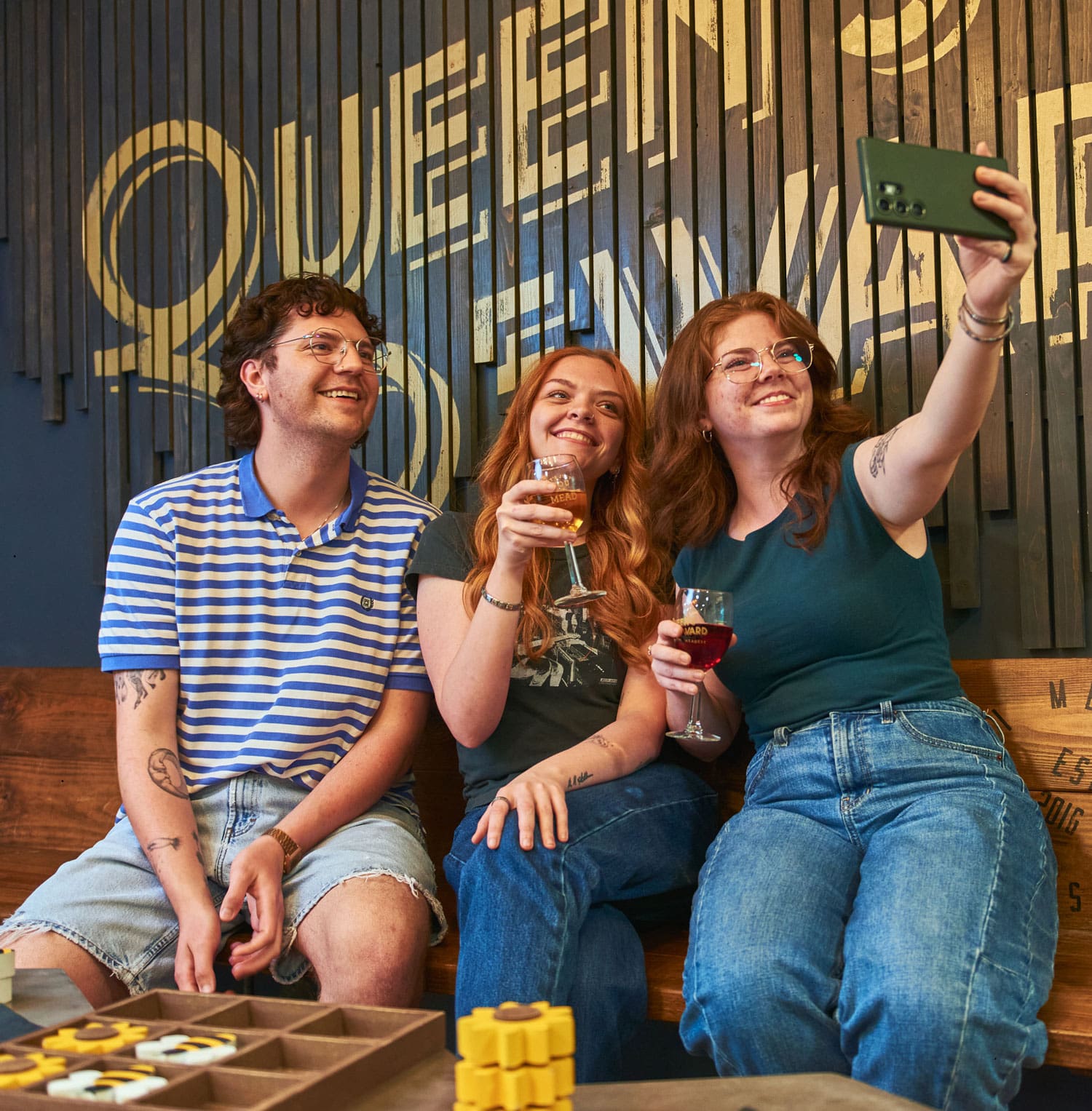 friends taking a selfie at Queen's Reward Meadery in Tupelo, MS.